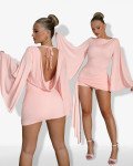Backless draped playsuit with side pareo |Light Pink