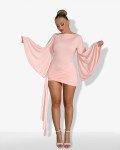 Backless draped playsuit with side pareo |Light Pink