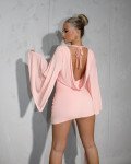 Backless draped playsuit with side pareo |Light Pink