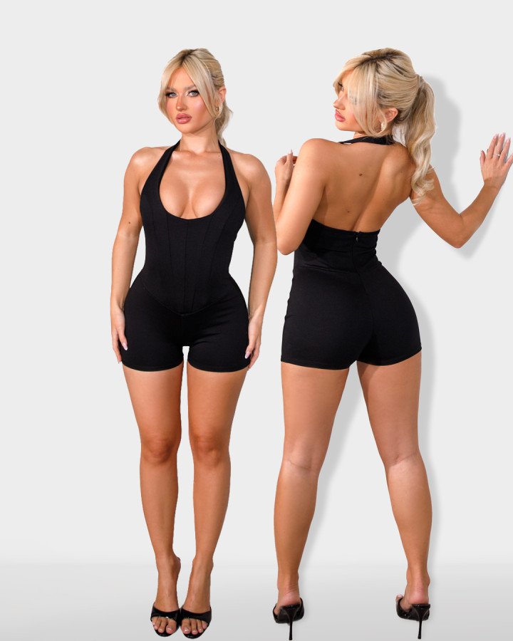 Halter bodycon-playsuit