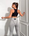 Two-tone lines bodycon fit leggings |Black Two-tone lines bodycon fit leggings |Black