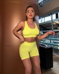 Set Push-up biker shorts with back ruching and crop top|Fluo Yellow