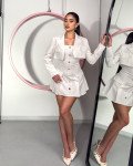 Σετ 2pcs crop σακάκι και στράπλες μίνι φόρεμα με κουμπιά μπροστά|Λευκό