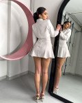 Σετ 2pcs crop σακάκι και στράπλες μίνι φόρεμα με κουμπιά μπροστά|Λευκό