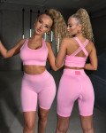 Set Bodycon Fit push up biker shorts and crop top|Pink Set Bodycon Fit push up biker shorts and crop top|Pink