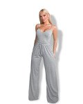 Set of 2(Pcs) wide leg pants with tie detail and thin-strap top |Grey