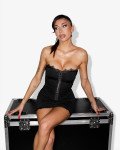 Set (2pcs)mini skirt & strapless top with concealed closure and lace detail | Black