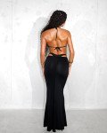 Set 2(pcs) crop-top with tie and maxi skirt |Black
