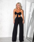 Set of 2 (pcs) multi-shaped cross top and A-line pants | Black