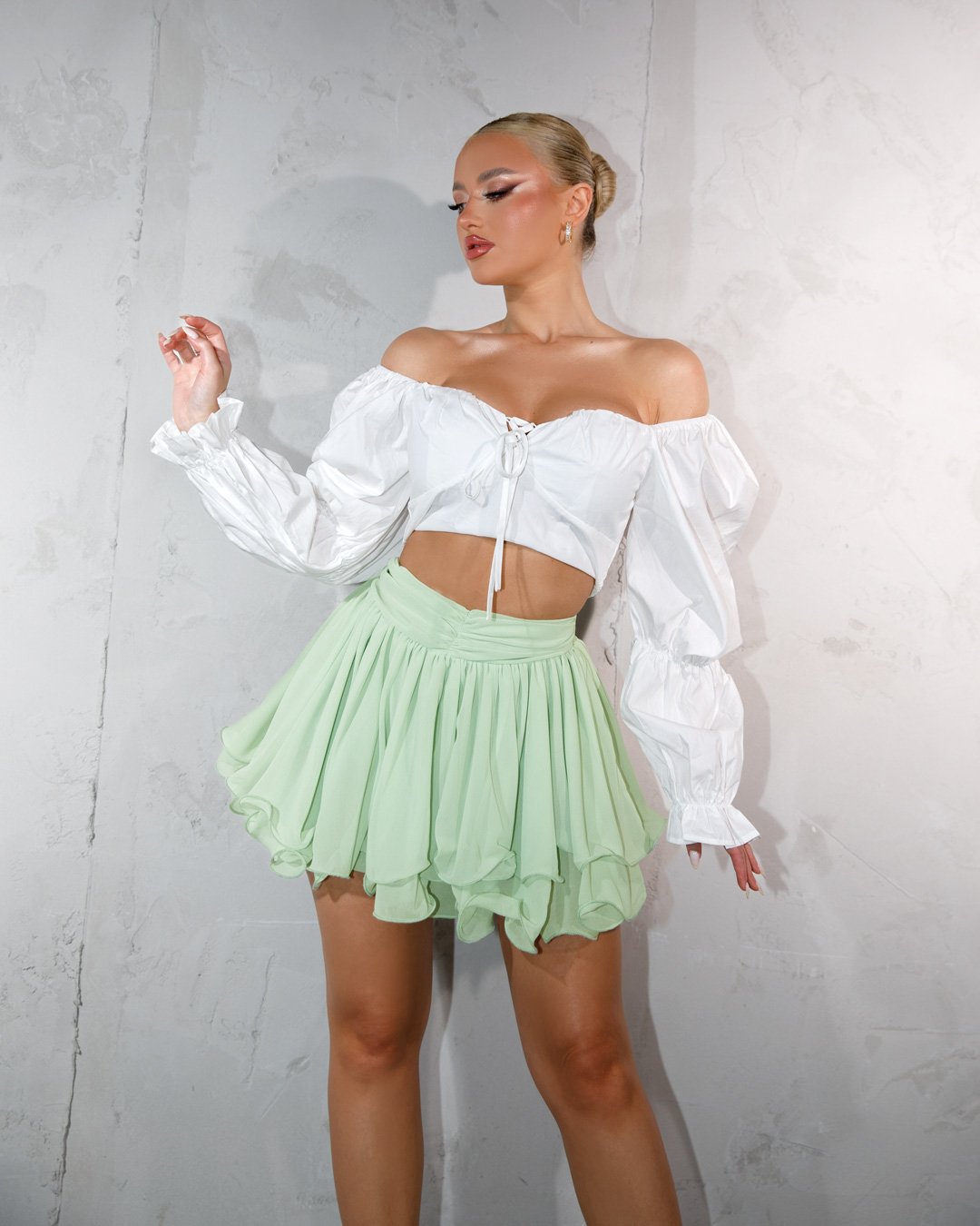 Mini skirt with ruffles | Mint