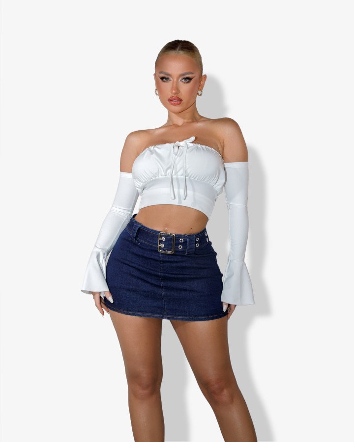 Denim skirt-shorts