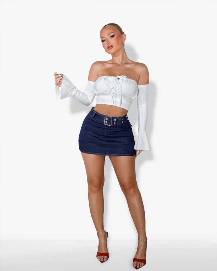 Denim skirt-shorts