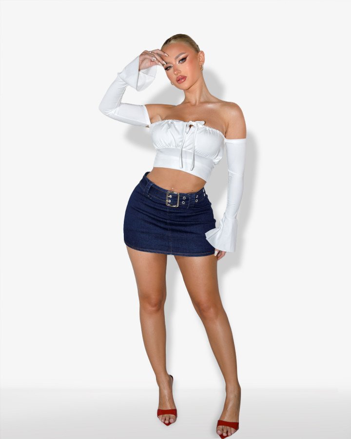 Denim skirt-shorts