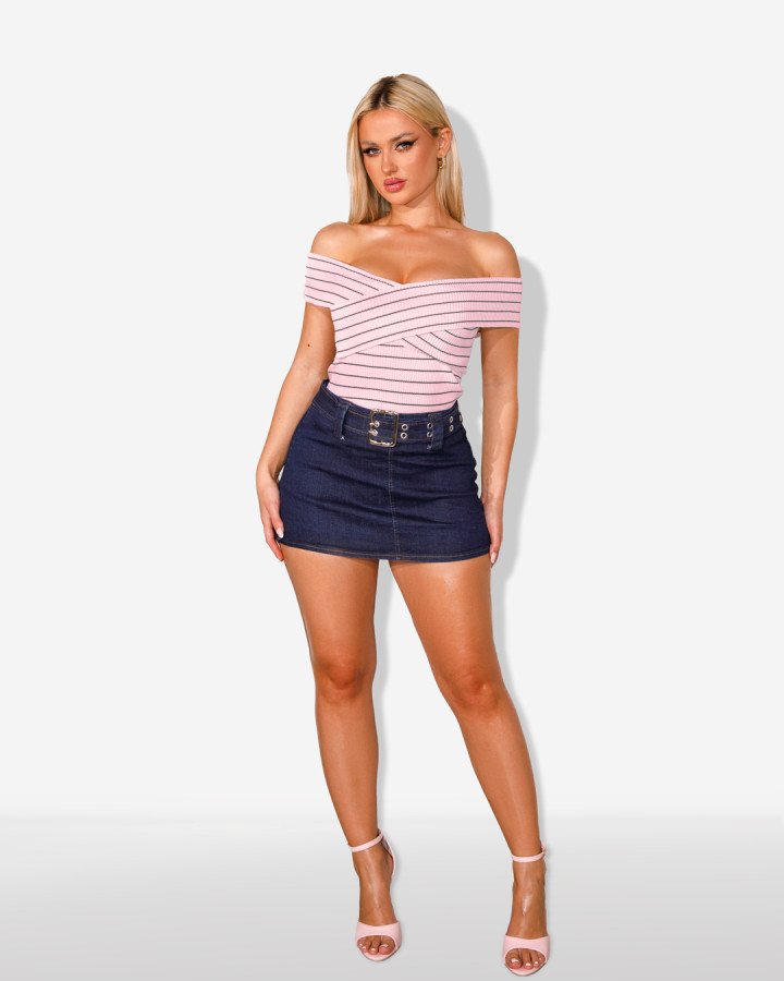 Denim skirt-shorts