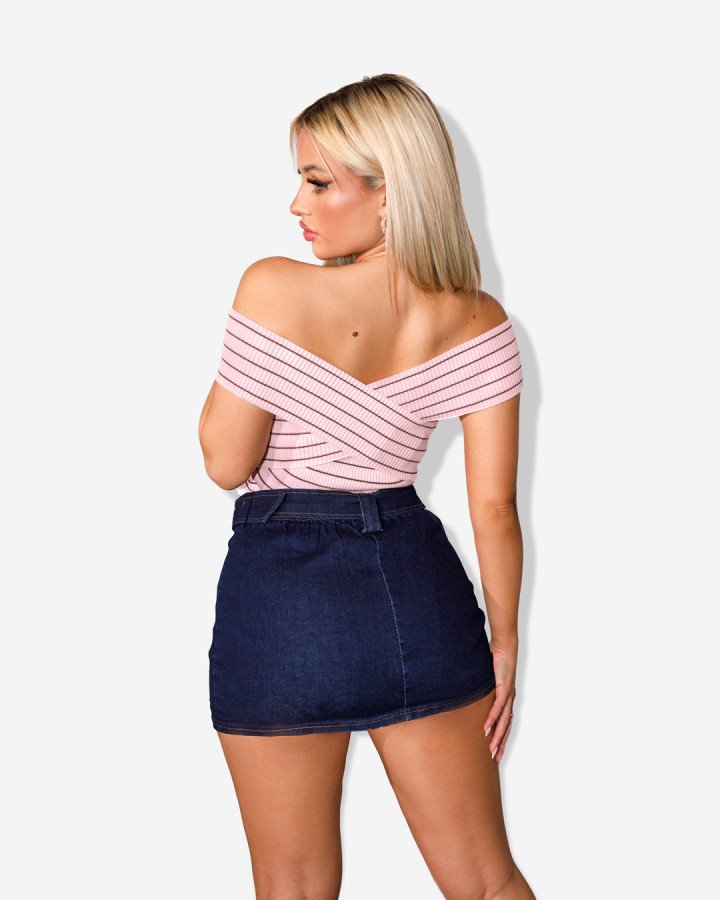Denim skirt-shorts