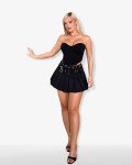 Pleated mini skirt with belt and metal studs | Black