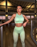 Crop top with cups ribbed|Mint