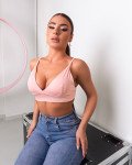 Crop τοπ τριγωνάκι με cups|Ροζ Crop τοπ τριγωνάκι με cups|Ροζ