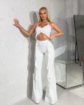 Crop-top halter με ανοιχτή πλάτη και βολάν|Λευκό