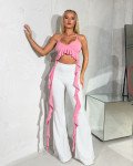 Crop-top halter με ανοιχτή πλάτη και βολάν|Ροζ
