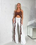 Crop-top halter με ανοιχτή πλάτη και βολάν|Καφέ
