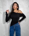 Asymmetric top one shoulder |Black
