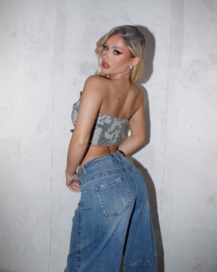 Strapless denim