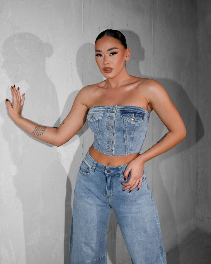 Denim strapless