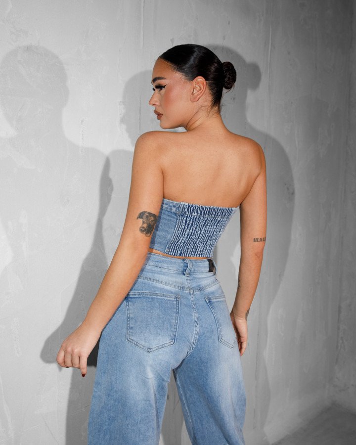Denim strapless