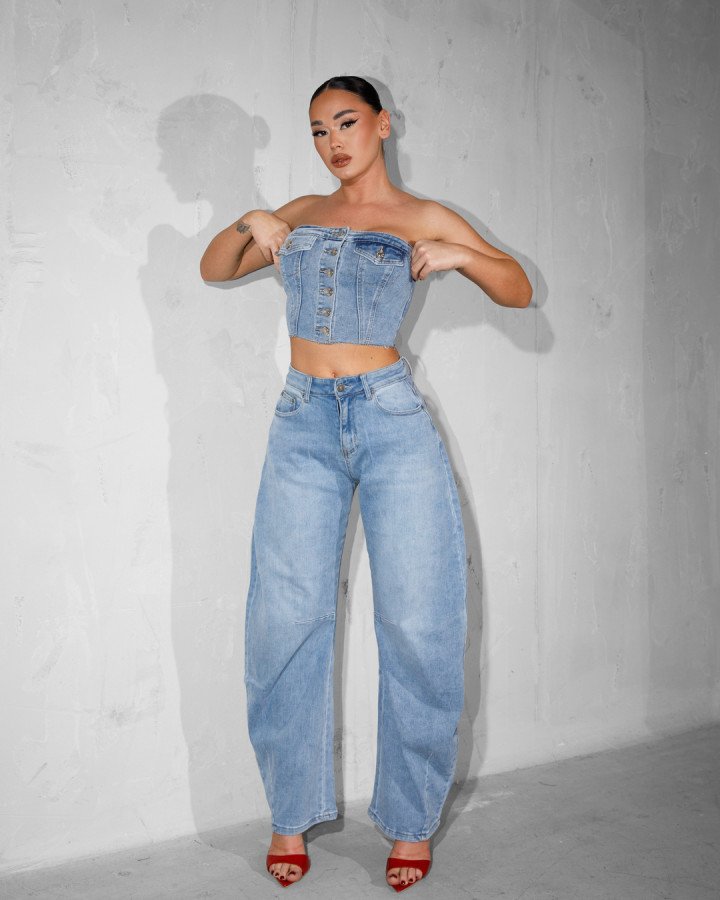 Denim strapless