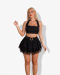 Backless halter top with cups  |Black