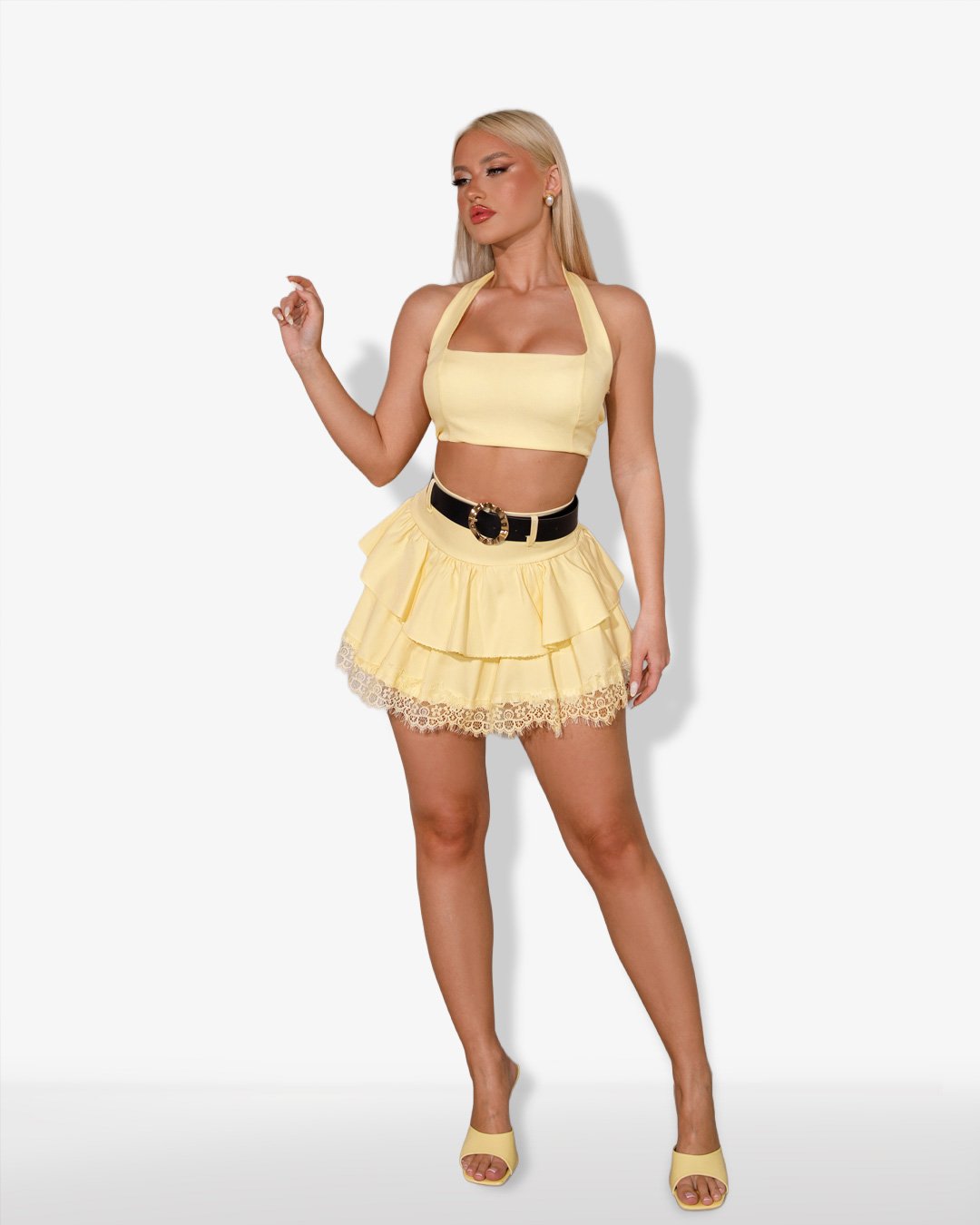 Backless halter top with cups  |Yellow