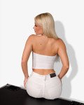 Strapless corset-style top with closure | White