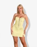 Strapless corset-style top with closure | Yellow
