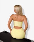 Strapless corset-style top with closure | Yellow
