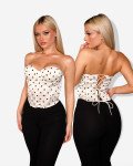 Polka dot corset top with lace-up detail and underwire | Off White