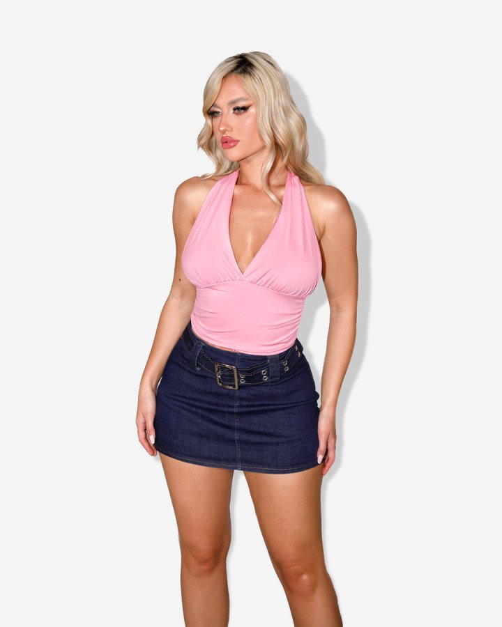 Halter ruched-top