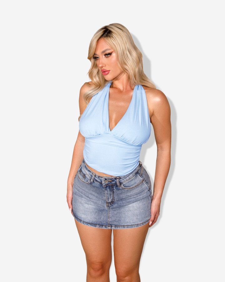 Halter ruched-top